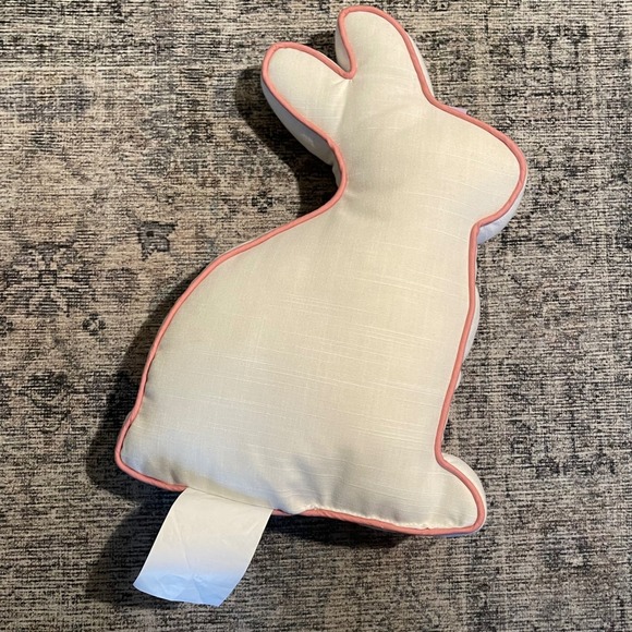 Kohl's Cares Shaped Floral Bunny Pillow White Pink Trim Spring Easter Decor - Picture 3 of 3